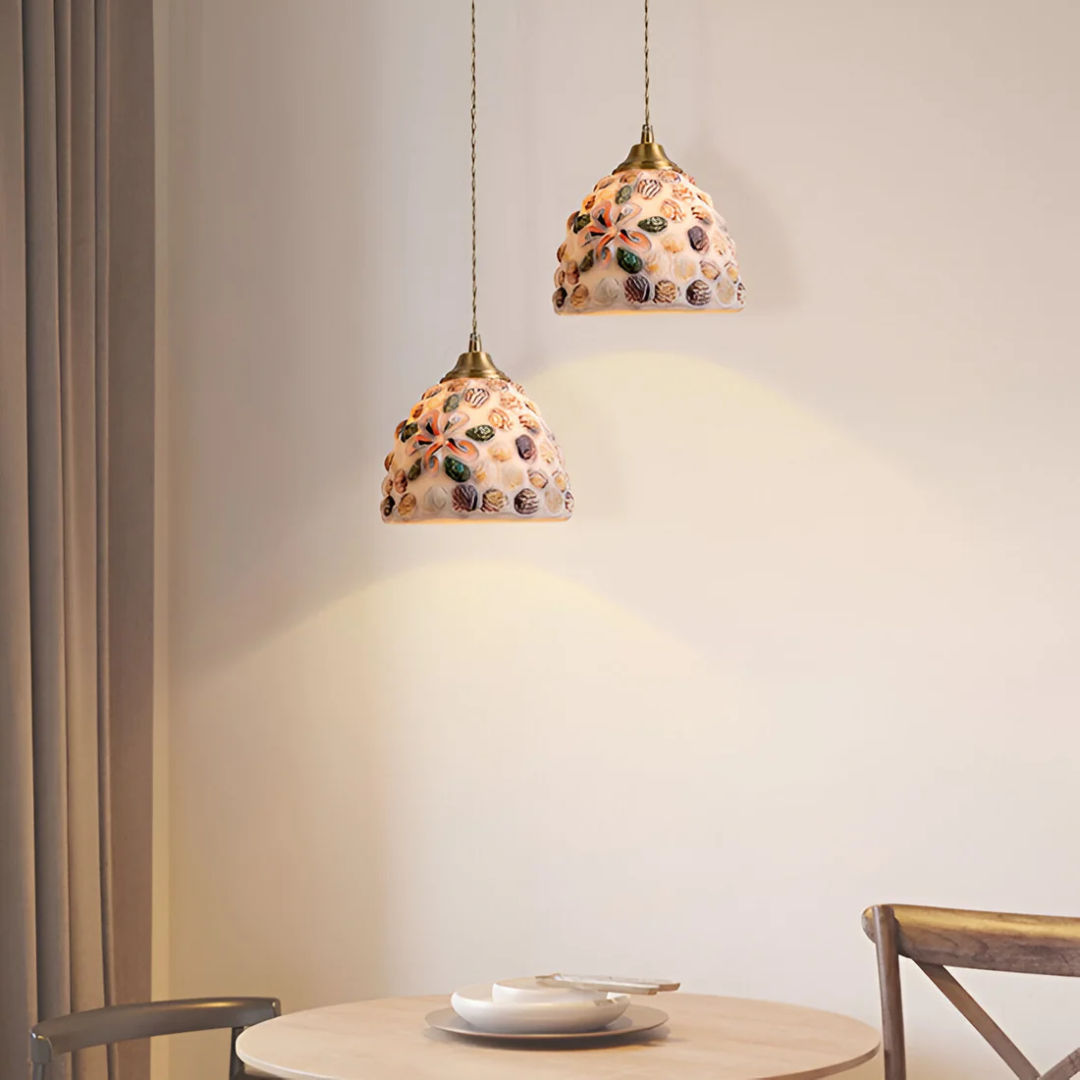 Pendant Lamp - Luminara - Colourful Glass Shade - Dining Table Accent