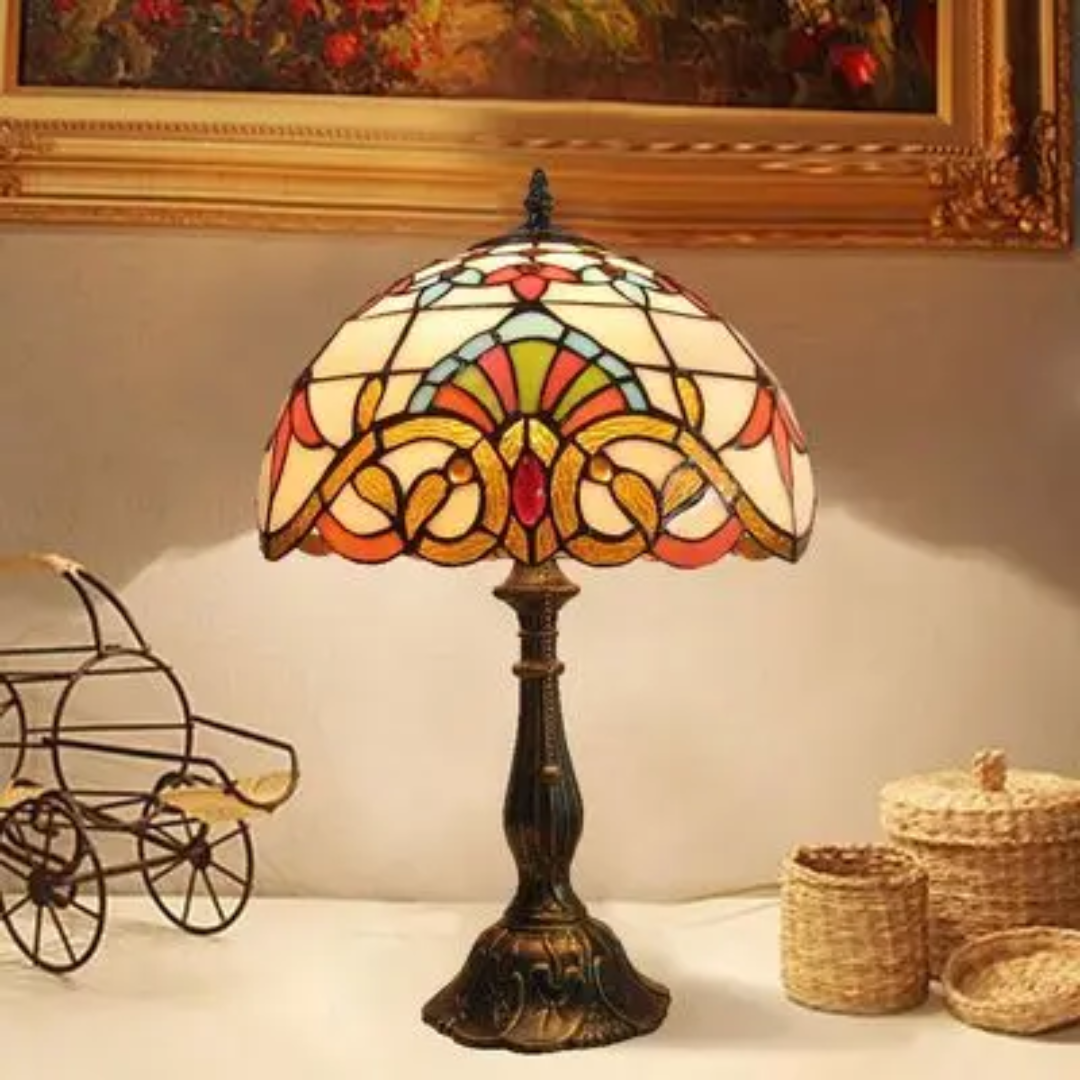 Tiffany Table Lamp - VitraGlow - Stained Glass Shade - LED Compatible