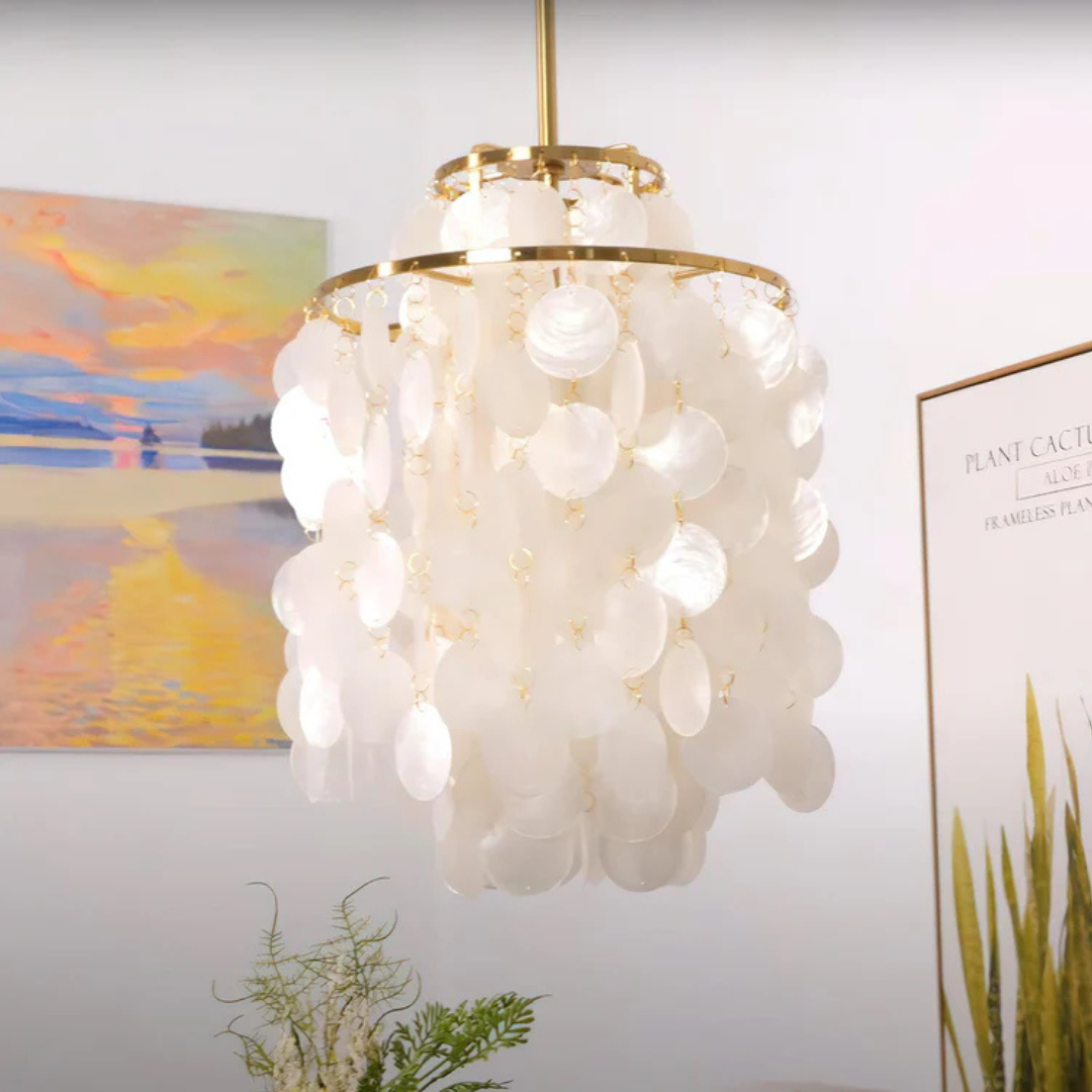 Vintage Natural Seashell Pendant Lamp - Lumora - Elegant Illumination - Unique Shell Design