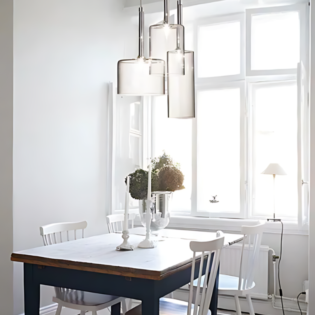 Glass Dining Table Pendant Lamp - LumoSphere - Adjustable Height - Warm Light Effect