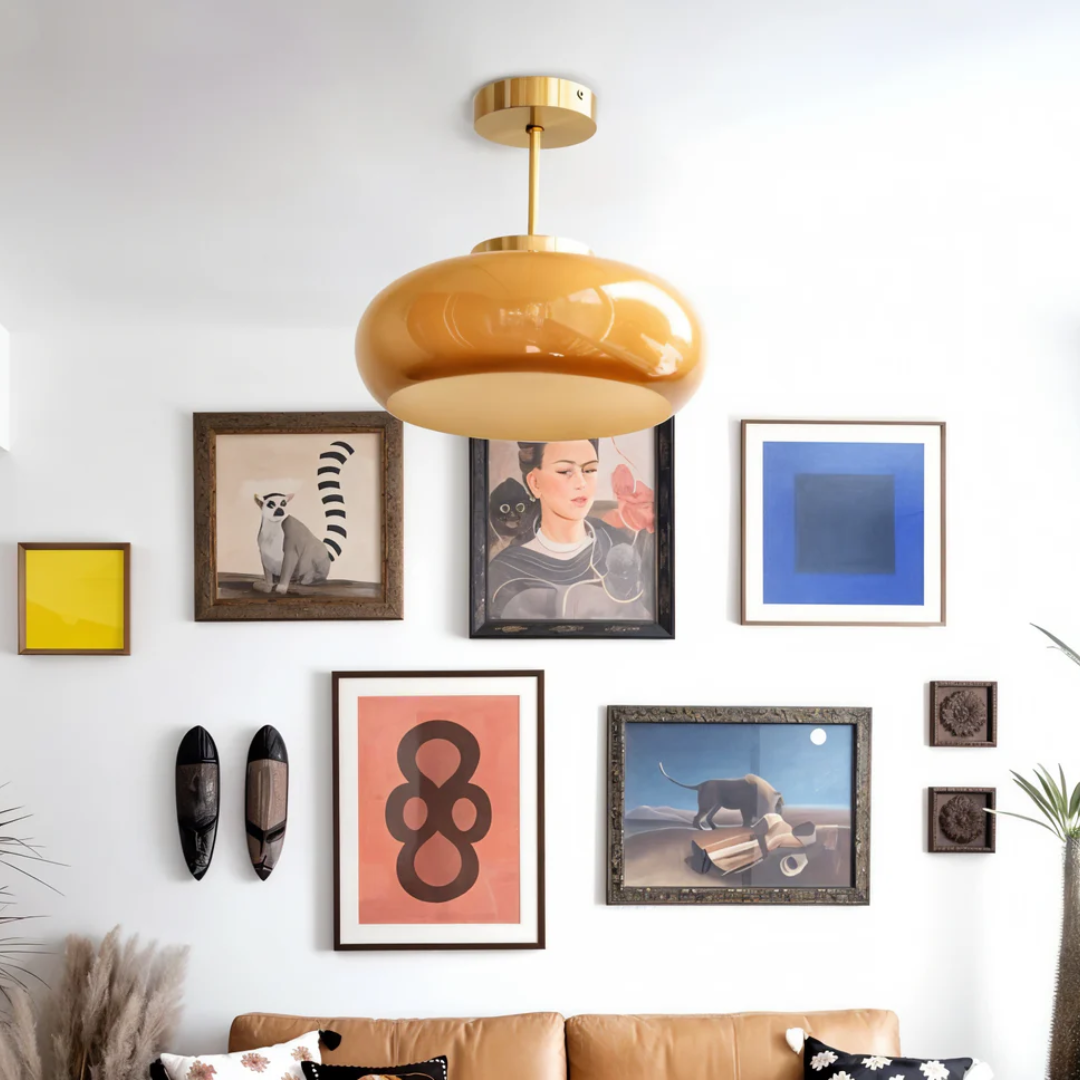 Vintage Ceiling Lamp - Solivra - Retro Yellow Finish - LED-Compatible Fixture