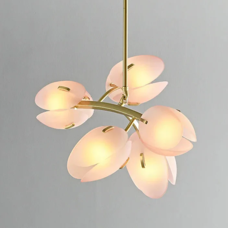 Scandinavian Pink Tulip Glass Ceiling Lamp - LumaFlora - Elegant Bloom - Modern Accent