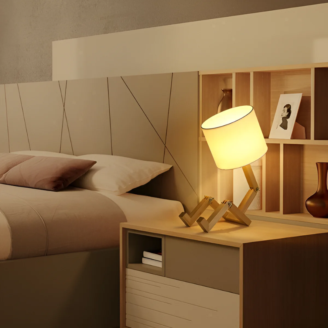 Flexible Wooden Table Lamp - LumoWood - Adjustable Positioning - Natural Finish