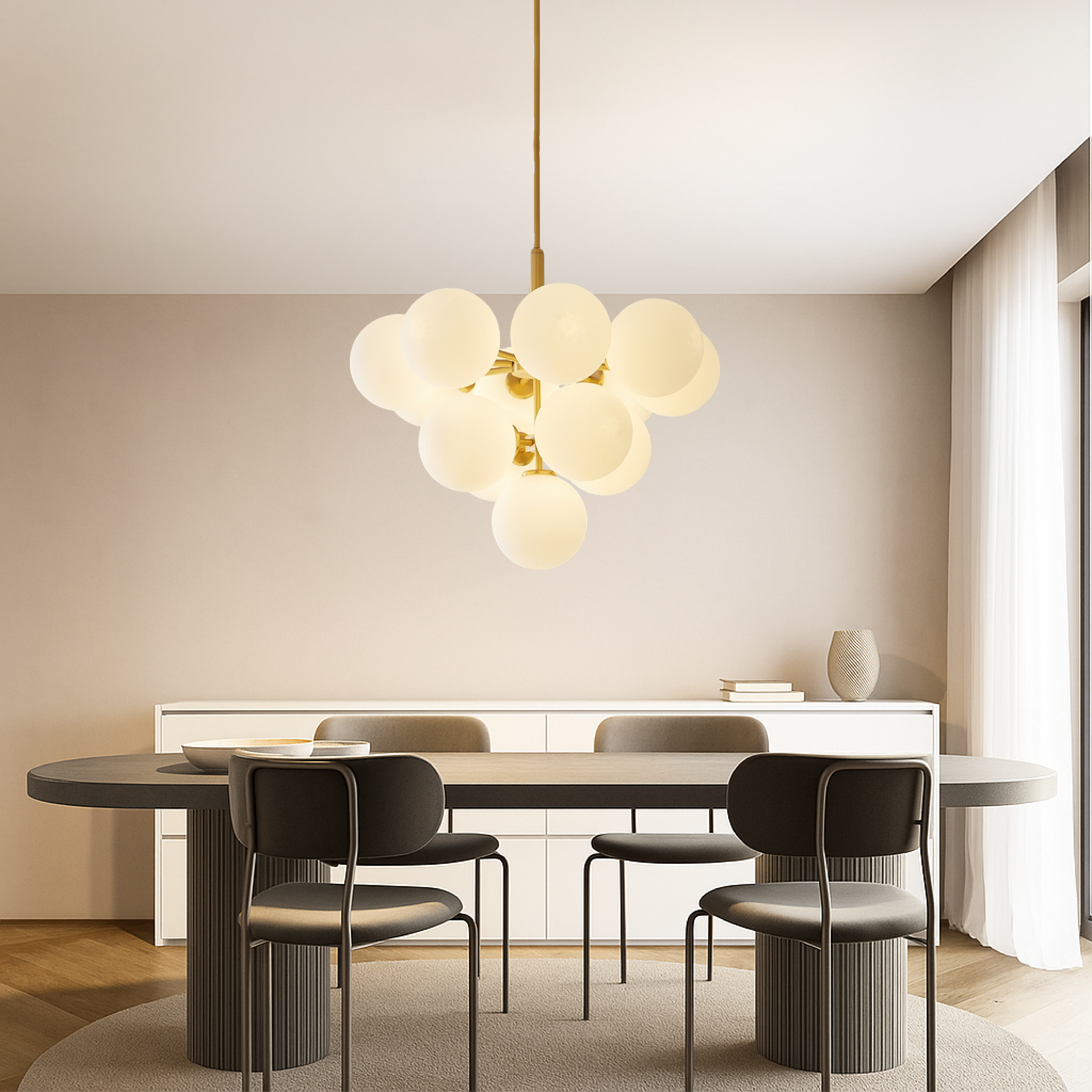 Scandinavian Chandelier - LumaSphere - Elegant Glass Balls - Modern Minimalist Lighting