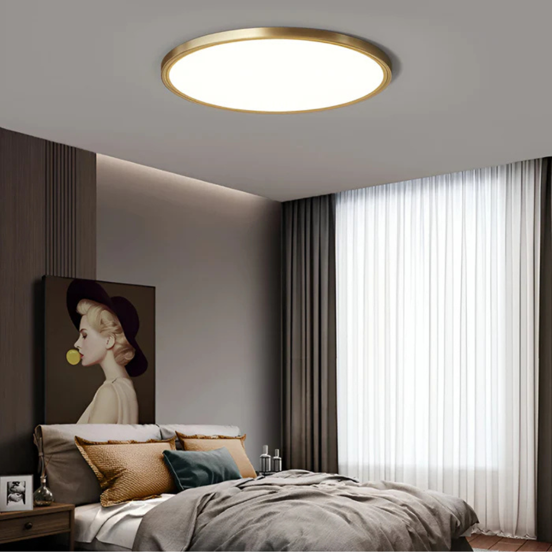 Ultra-Thin LED Ceiling Light - Aurevia - Gold Finish - Tricolour Lighting