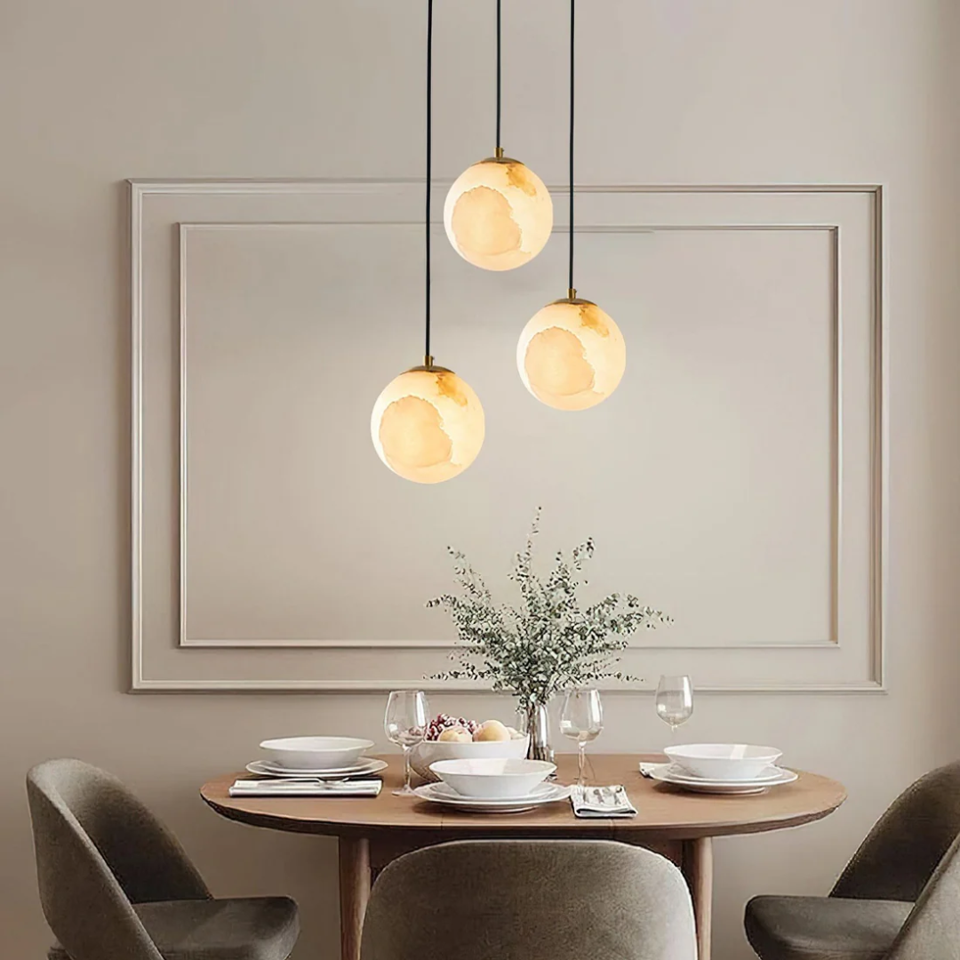 Alabaster Globe Pendant Lamp - LumoSphere - Contemporary Elegance - Ambient Lighting