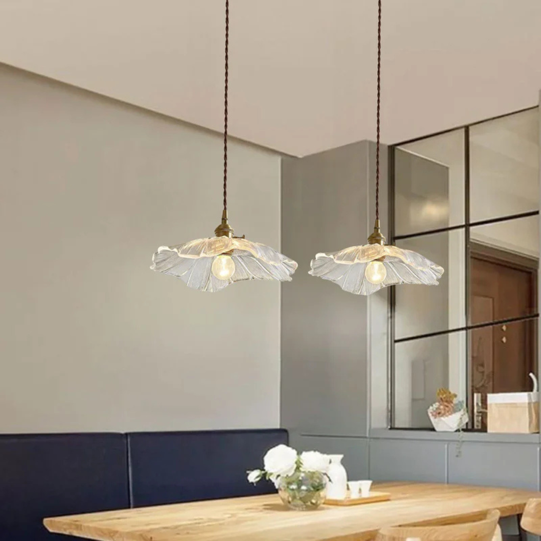 Glass Pendant Lamp - LumiVera - Retro Lotus Style - Dining Table Lighting