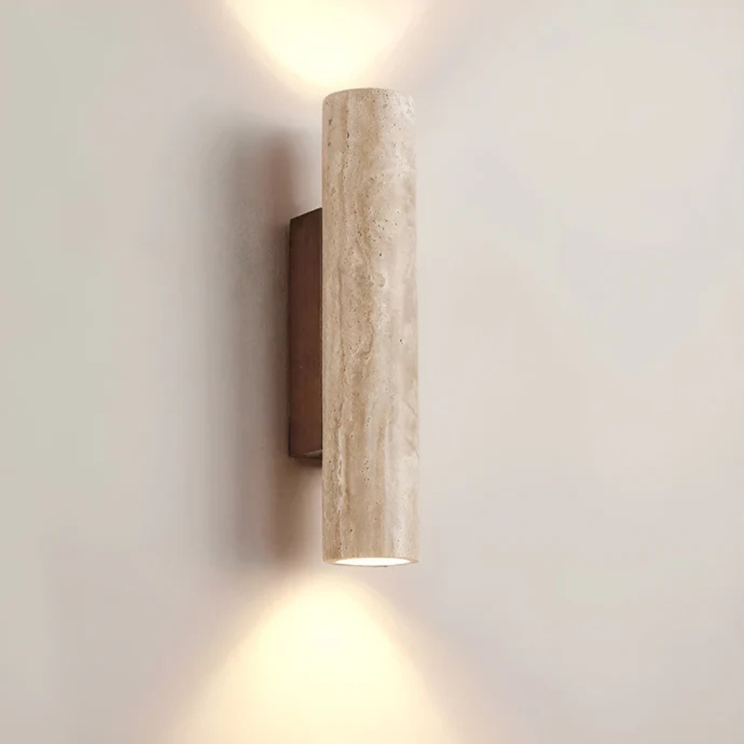 LED Wall Lamp - Wabira - Travertine Texture - Japanese Inspired Accent