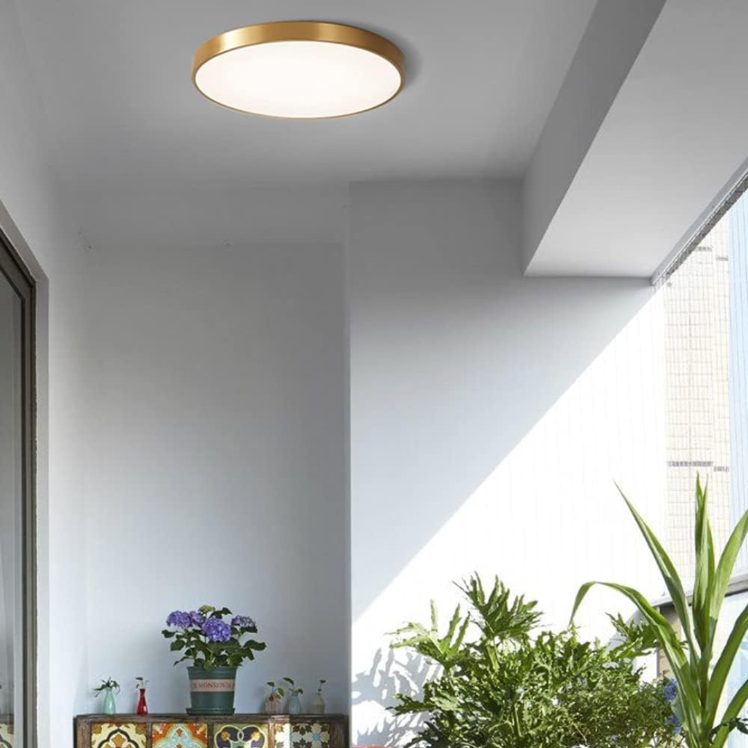 Ultra-Thin LED Ceiling Light - Aurevia - Gold Finish - Tricolour Lighting