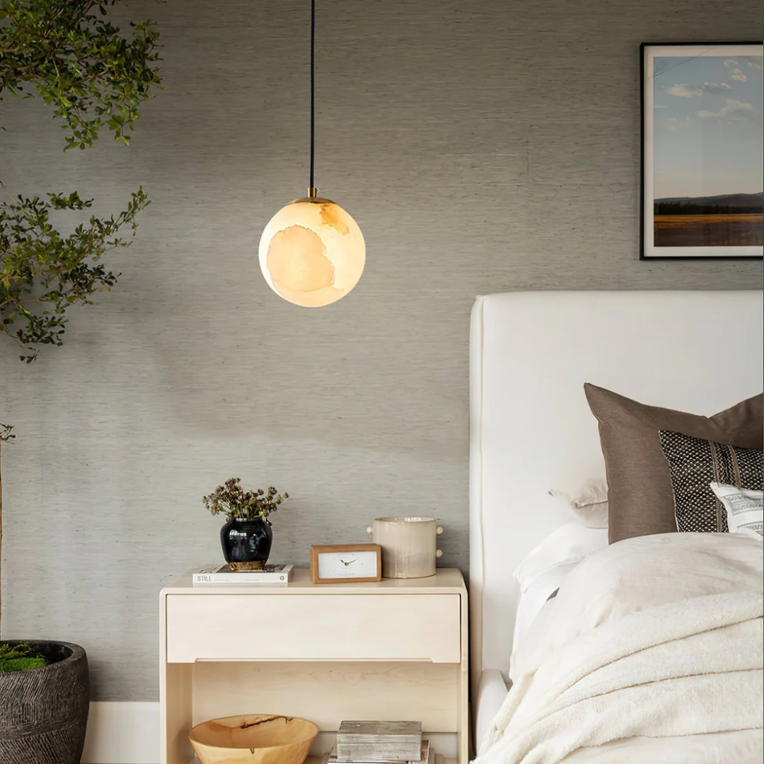Alabaster Globe Pendant Lamp - LumoSphere - Contemporary Elegance - Ambient Lighting