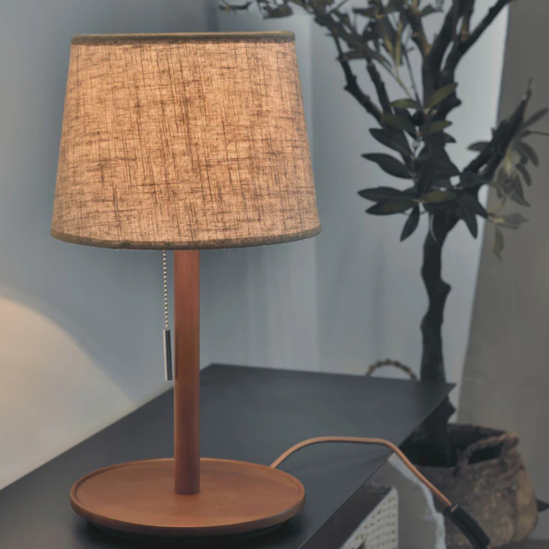 LED Table Lamp - Nordora - Scandinavian Style - Walnut Wood Finish