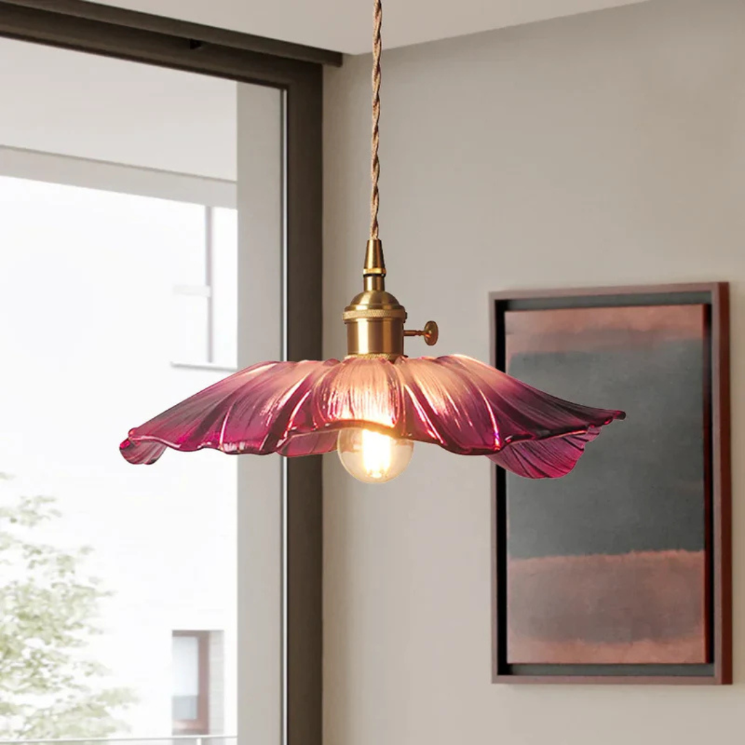 Glass Pendant Lamp - LumiVera - Retro Lotus Style - Dining Table Lighting
