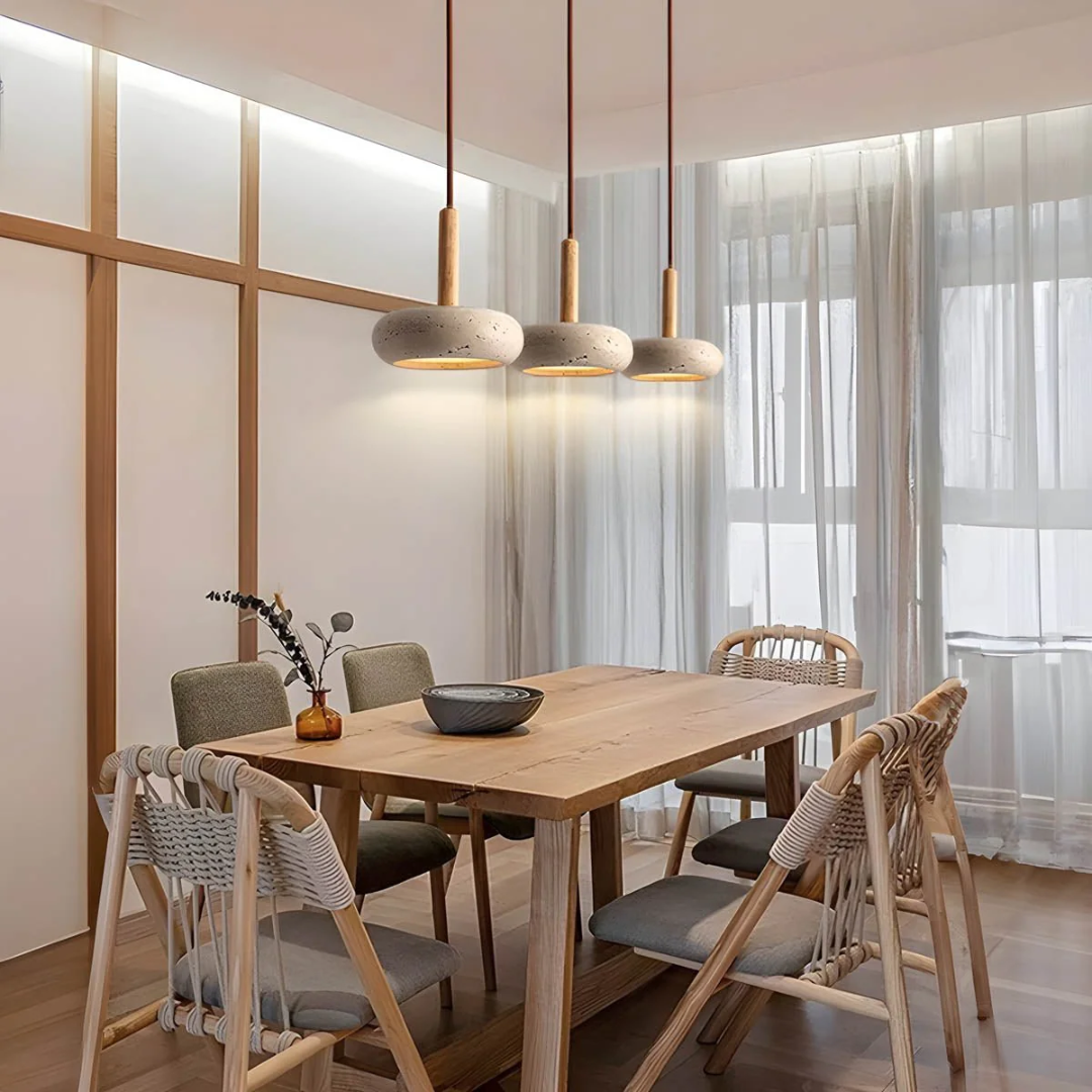 Travertine Pendant Lamp - LumaStone - Natural Elegance - Dining & Living Space Lighting