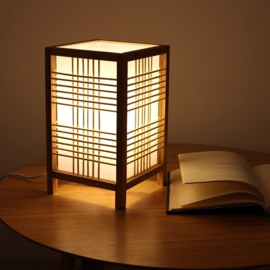 Japanese LED Bamboo Table Lamp - Zenora - Warm Ambience - Natural Finish