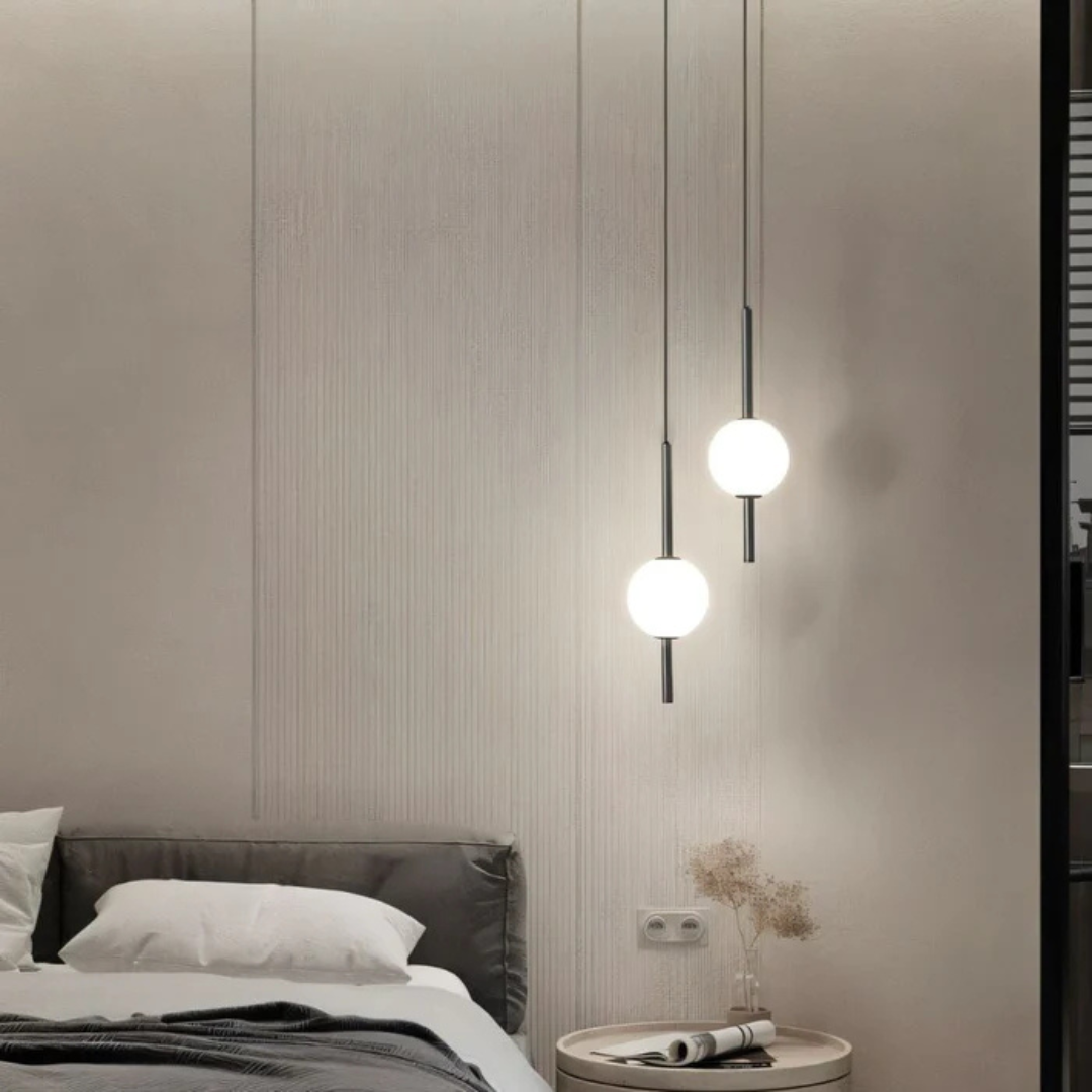 Minimalist Glass Pendant Lamp - Lumora - Amber Finish - Smoke Grey Finish