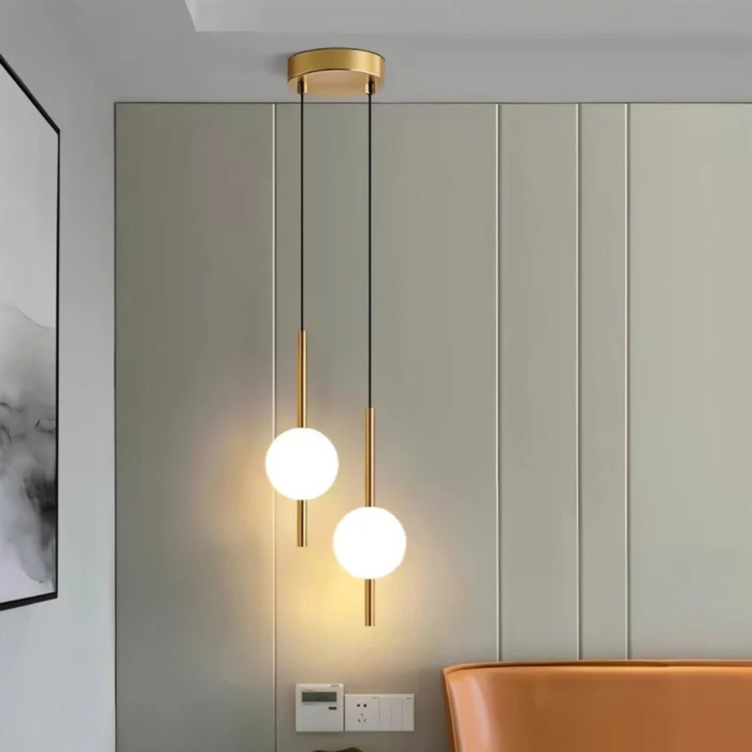 Minimalist Glass Pendant Lamp - Lumora - Amber Finish - Smoke Grey Finish