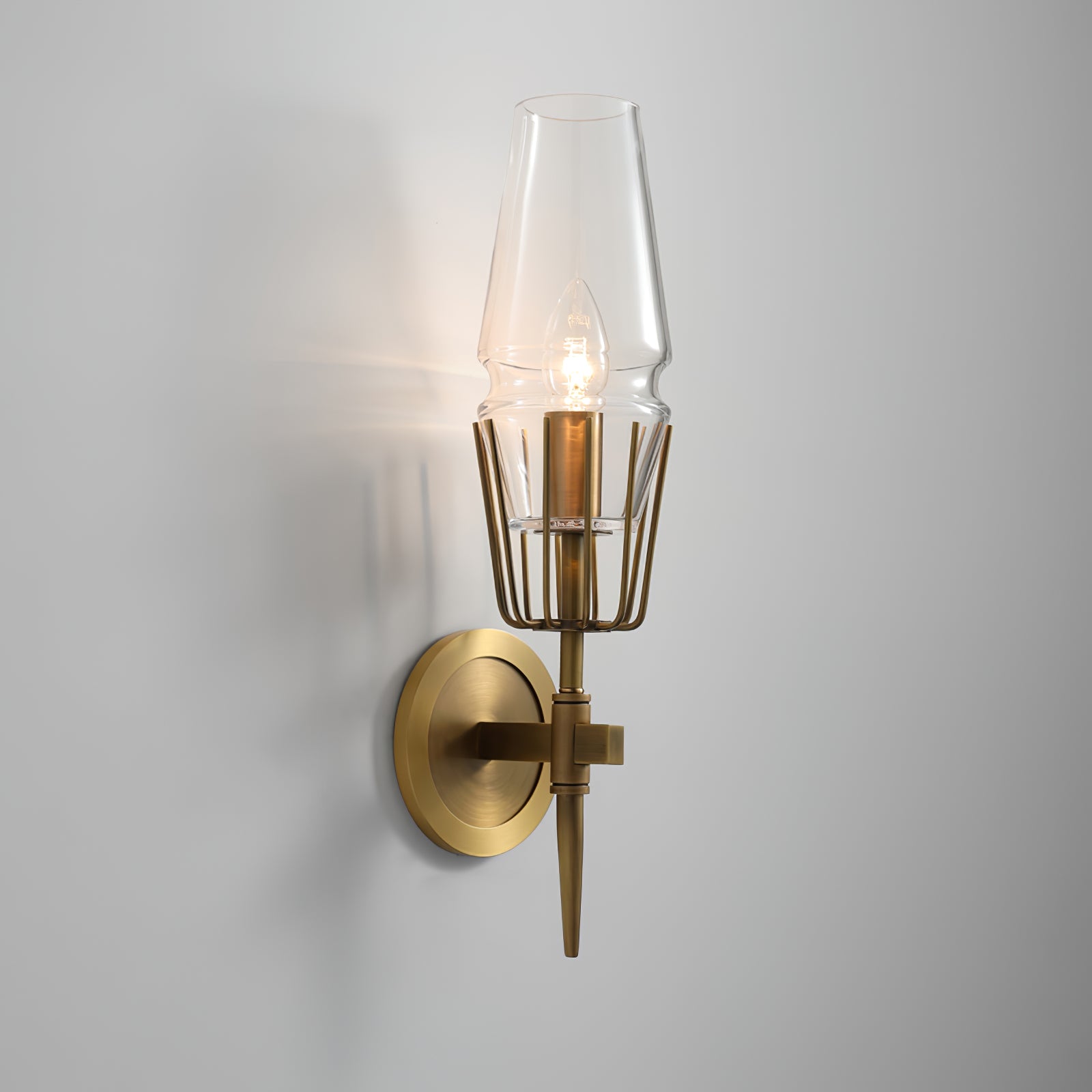 Vintage LED Wall Lamp - Castrelux - Copper and Glass - Castle Style