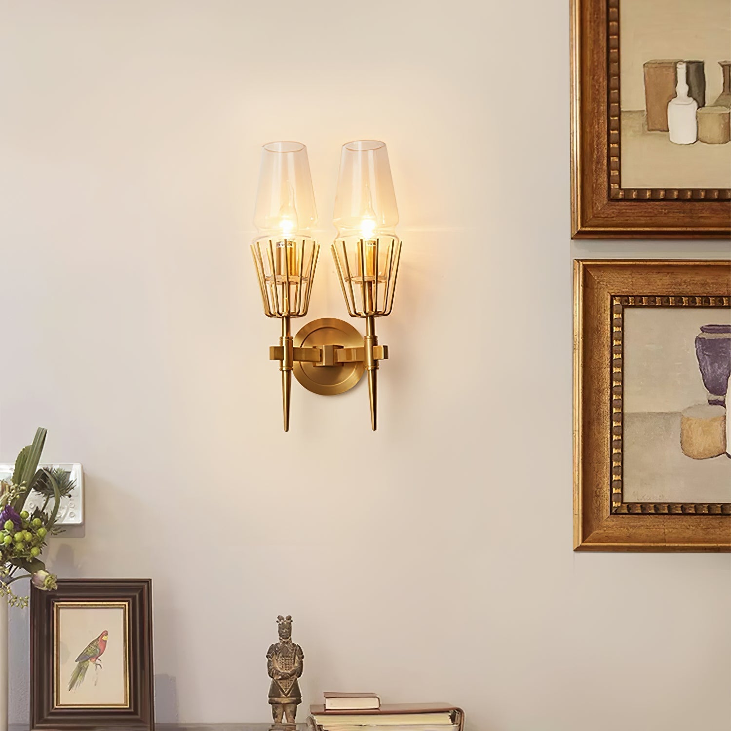 Vintage LED Wall Lamp - Castrelux - Copper and Glass - Castle Style