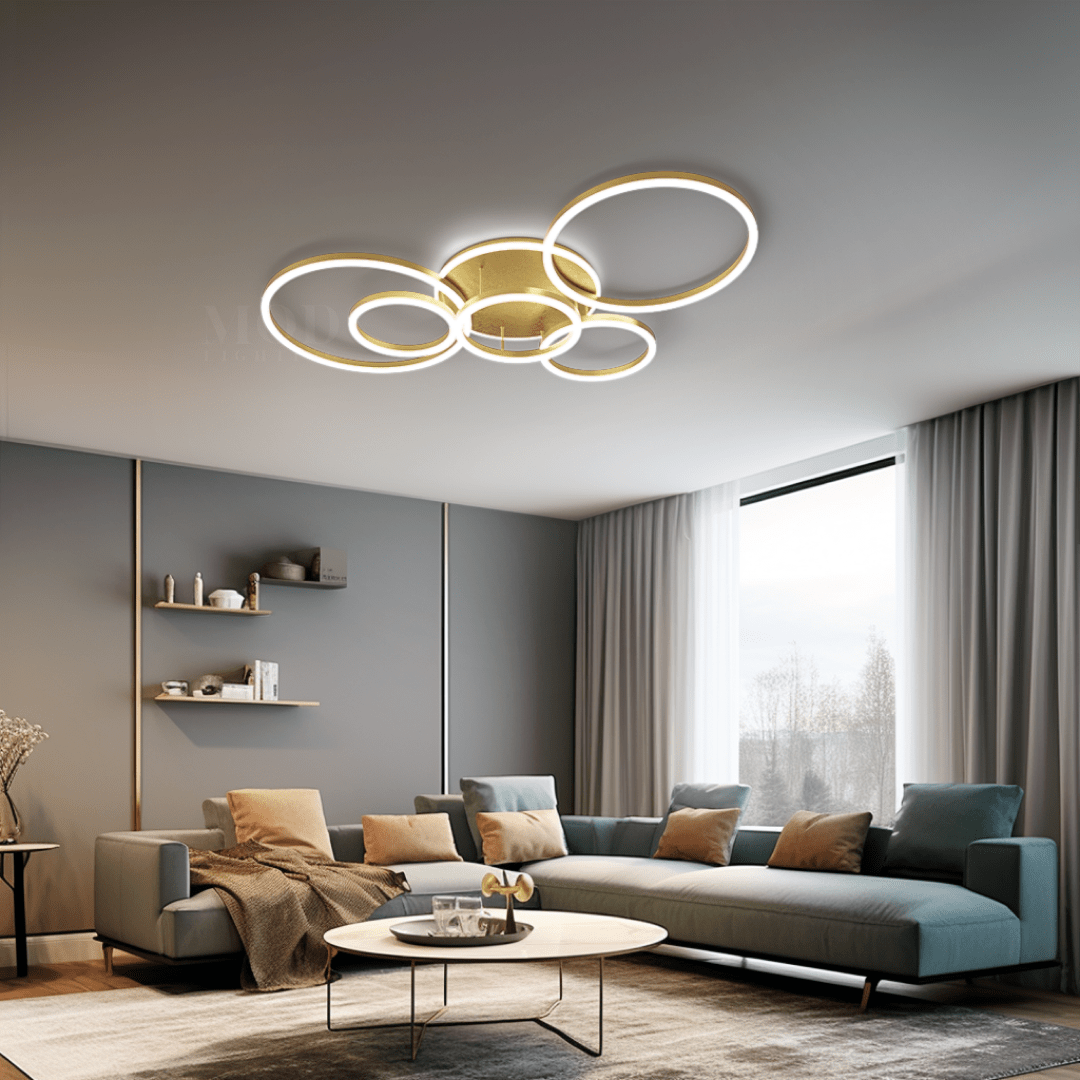 Ceiling Light Fixture – LumoCirque – Ambient Glow – Multi-Ring Structure
