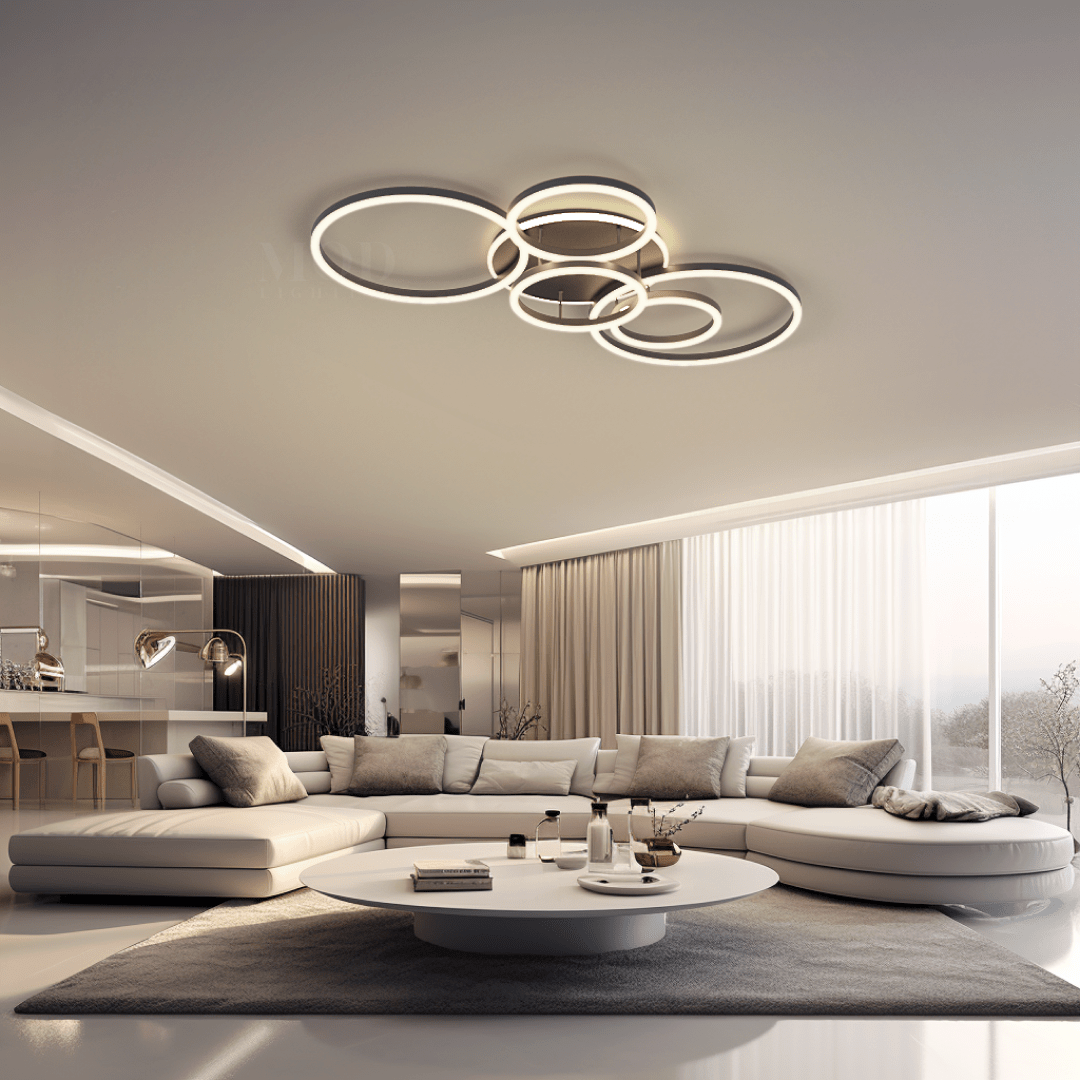 Ceiling Light Fixture – LumoCirque – Ambient Glow – Multi-Ring Structure