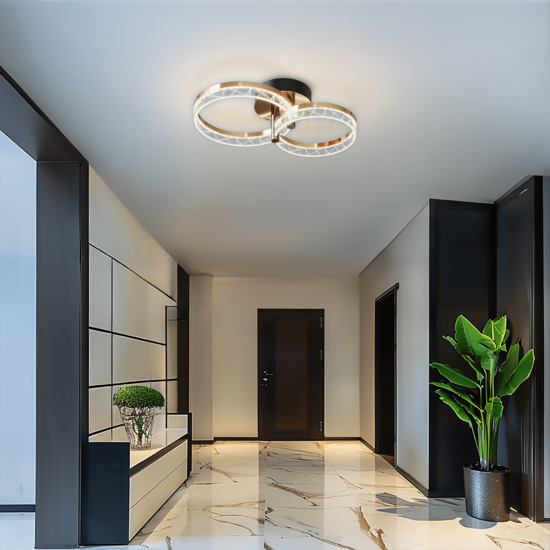 Ceiling Light - Aurevia - Pearl Black Finish - Gold Accents