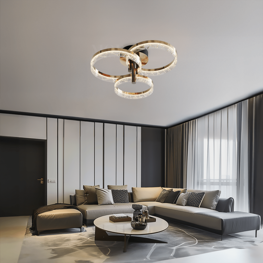 Ceiling Light - Aurevia - Pearl Black Finish - Gold Accents