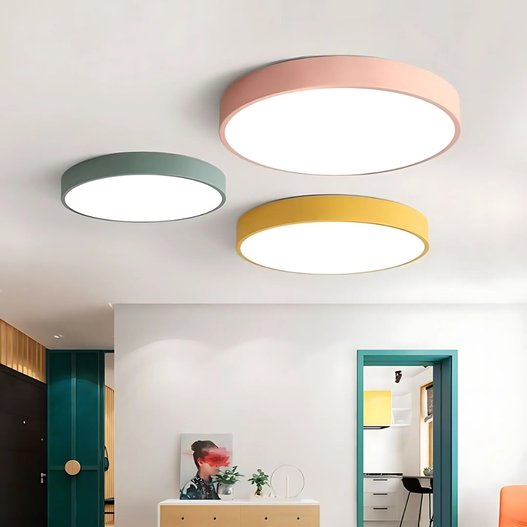 Scandinavian Ceiling Lamp - LumoLign - Wooden Accent - LED Surface Mount