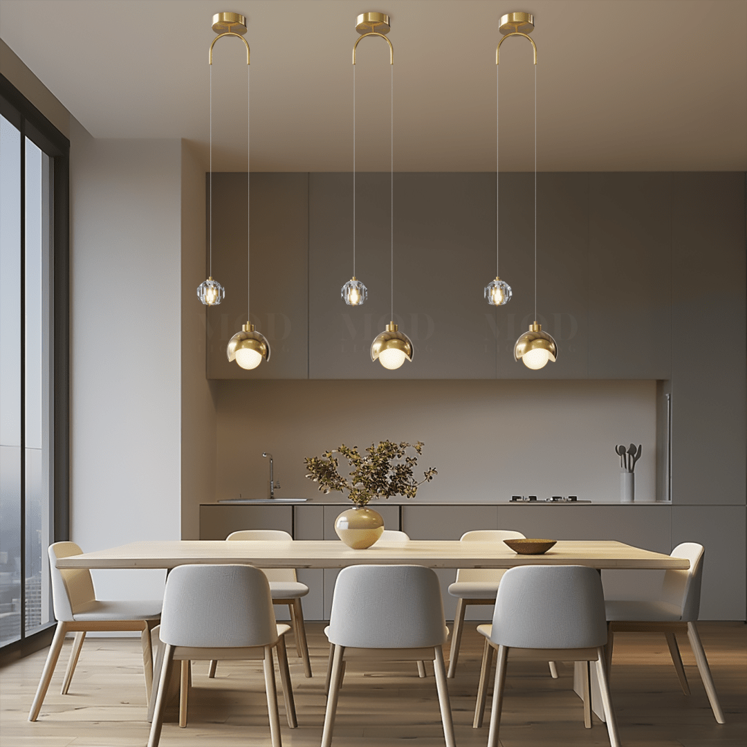 Pendant Light – LumaGlide – Adjustable Wire – Gold Finish Accent