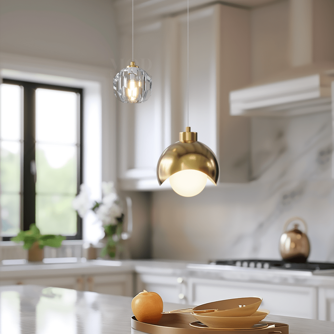 Pendant Light – LumaGlide – Adjustable Wire – Gold Finish Accent