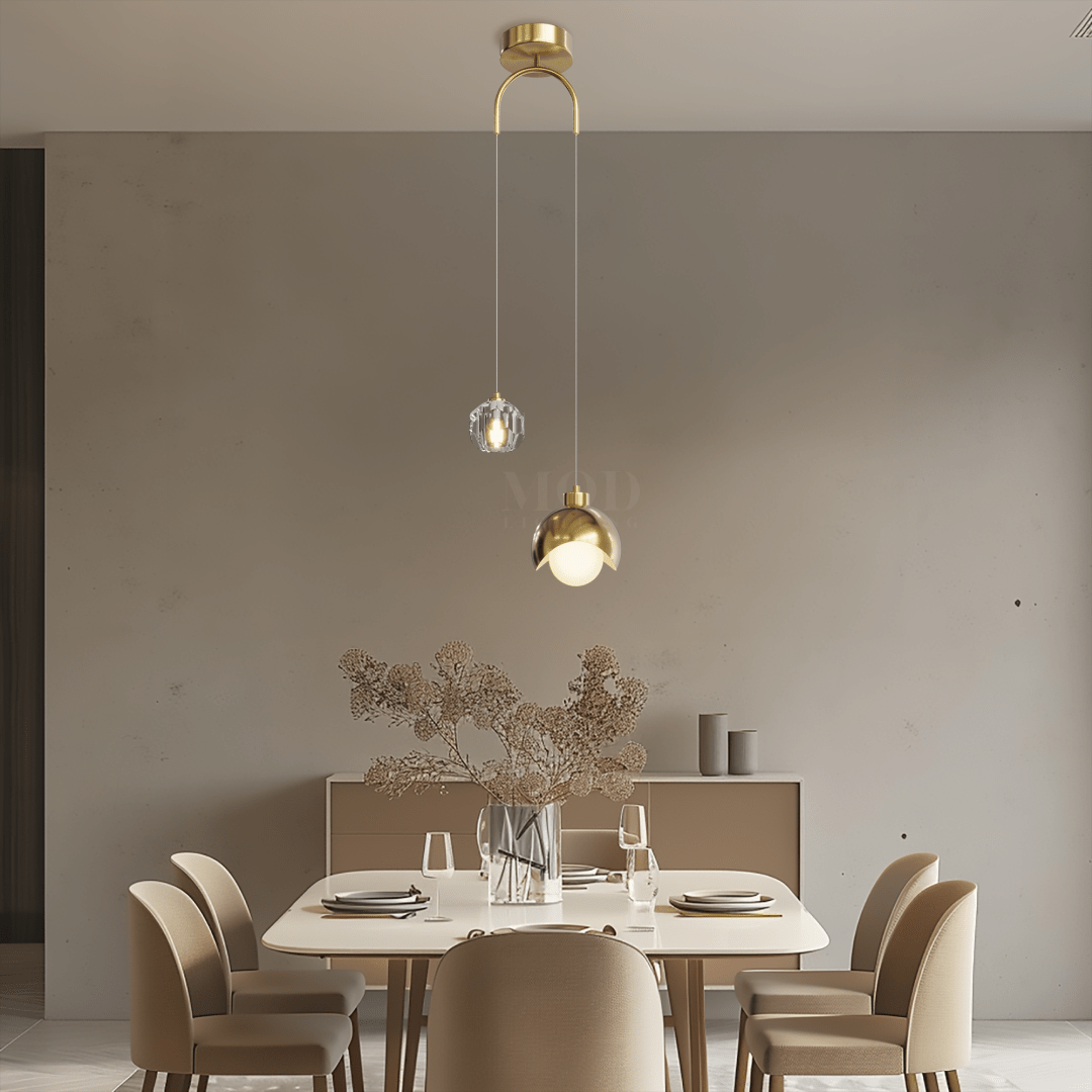 Pendant Light – LumaGlide – Adjustable Wire – Gold Finish Accent