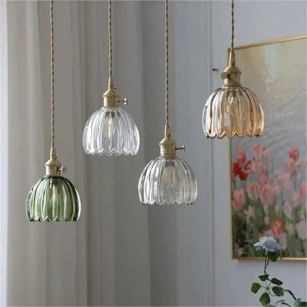 Elegant Glass Pendant Lamp - Florora - Flower Shape - Frosted Finish