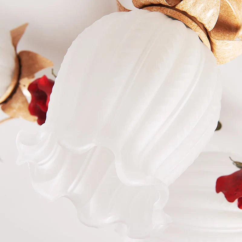 Romantic Ceiling Lamp with Red Rose - Rosava - Gold Finish - LED Lighting