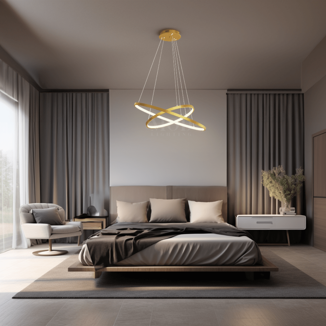 Hanging Chandelier – LumoArc – Adjustable Rings – Ceiling Lighting
