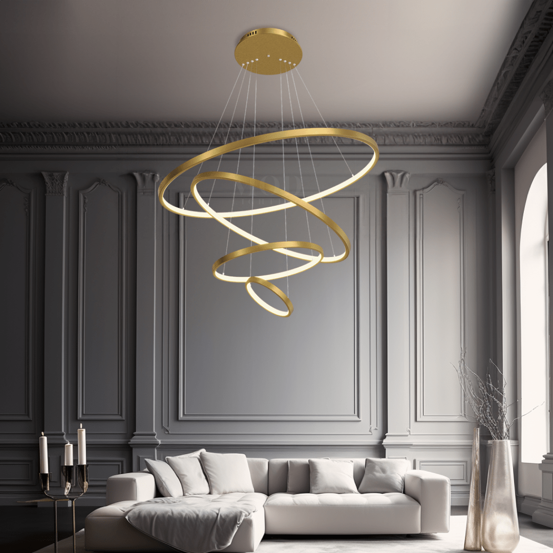 Hanging Chandelier – LumoArc – Adjustable Rings – Ceiling Lighting