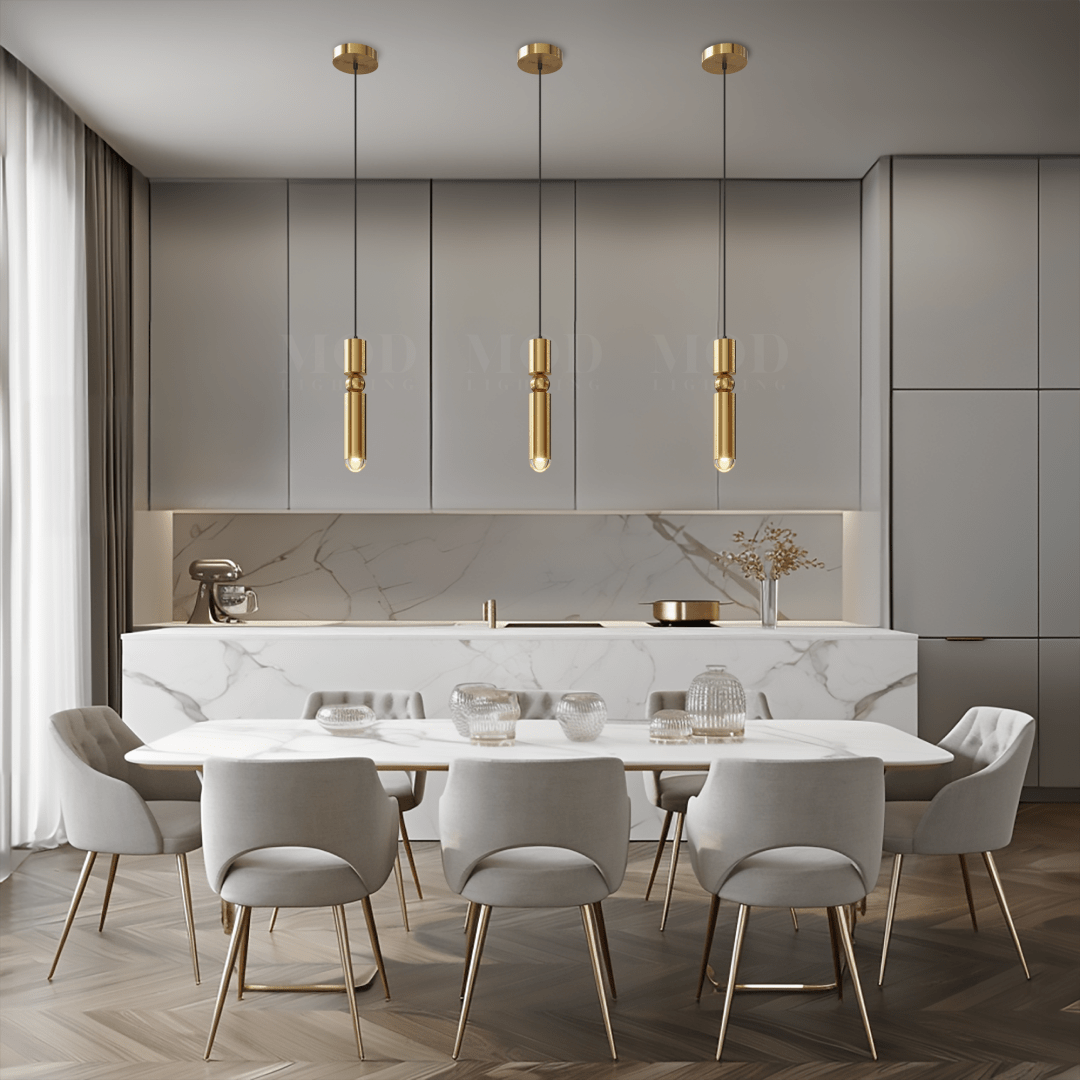 Pendant Ceiling Light - Velluno - Gold Accent - Minimal Profile