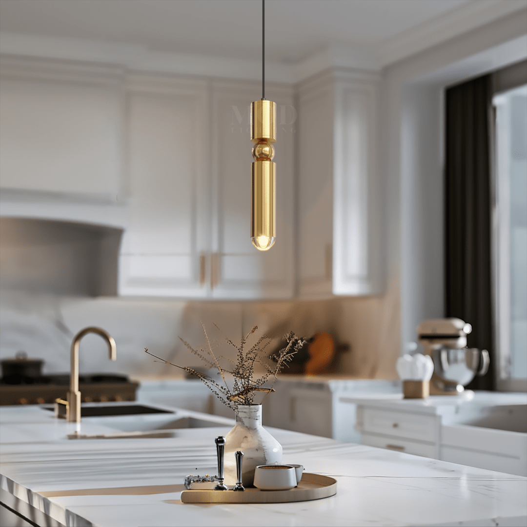 Pendant Ceiling Light - Velluno - Gold Accent - Minimal Profile