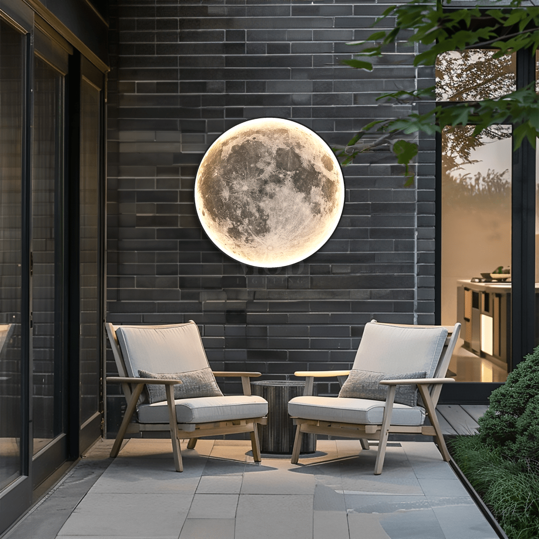 Outdoor Wall Lamp – LumaGlow – Moon-Inspired Aesthetic – Weather Resistant