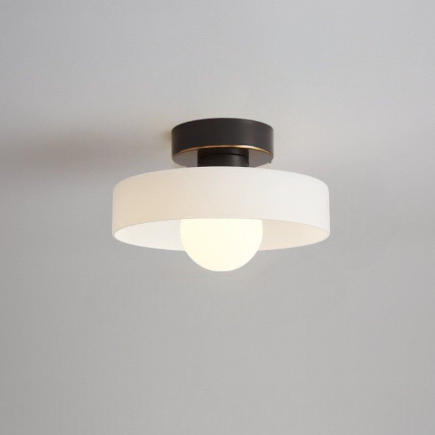 French Bauhaus-Style Ceiling Lamp - Lumevo - Geometric Minimalism - Brass and Glass Finish