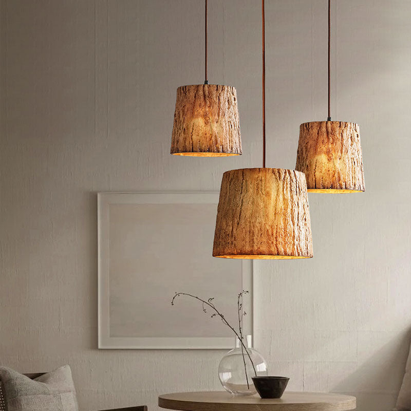 Wooden Tree Trunk Pendant Lamp - Naturale - Rustic Appeal - Ideal for Dining Areas