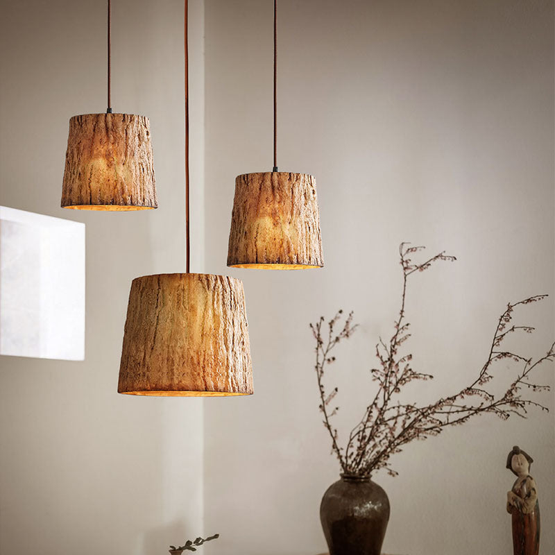 Wooden Tree Trunk Pendant Lamp - Naturale - Rustic Appeal - Ideal for Dining Areas