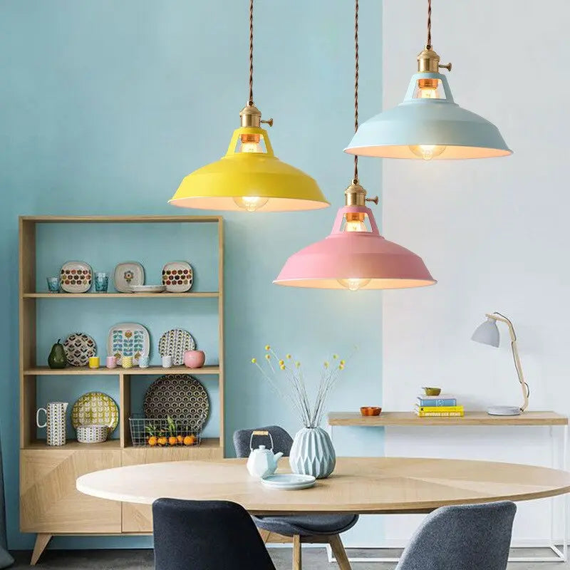 Colored Retro Pendant Lamp - Vintora - Multi Shade - Adjustable Height