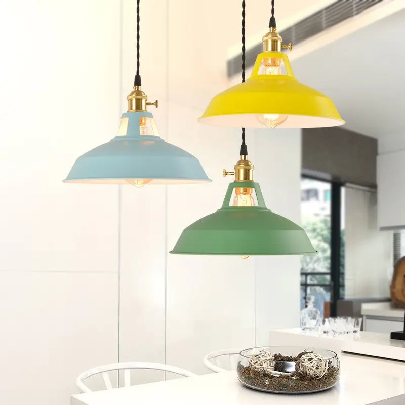 Colored Retro Pendant Lamp - Vintora - Multi Shade - Adjustable Height