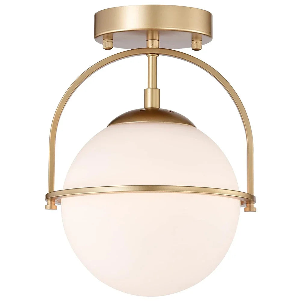 Scandinavian Frosted Glass Ceiling Lamp - LumoNest - Semi Flush Mount - Elegant Round Form