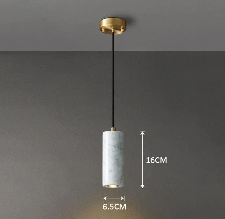 Minimalist Marble LED Pendant Lamp - Marvella - Adjustable Hanging Height - Warm White Lighting