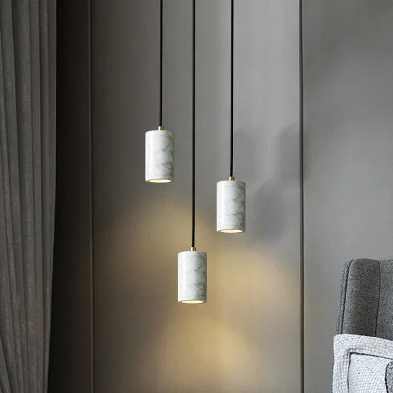 Minimalist Marble LED Pendant Lamp - Marvella - Adjustable Hanging Height - Warm White Lighting