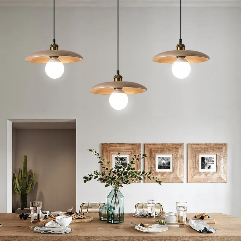 Nordic Minimalist Wooden LED Pendant Lamp - LumoWood - Adjustable Height - Energy Efficient