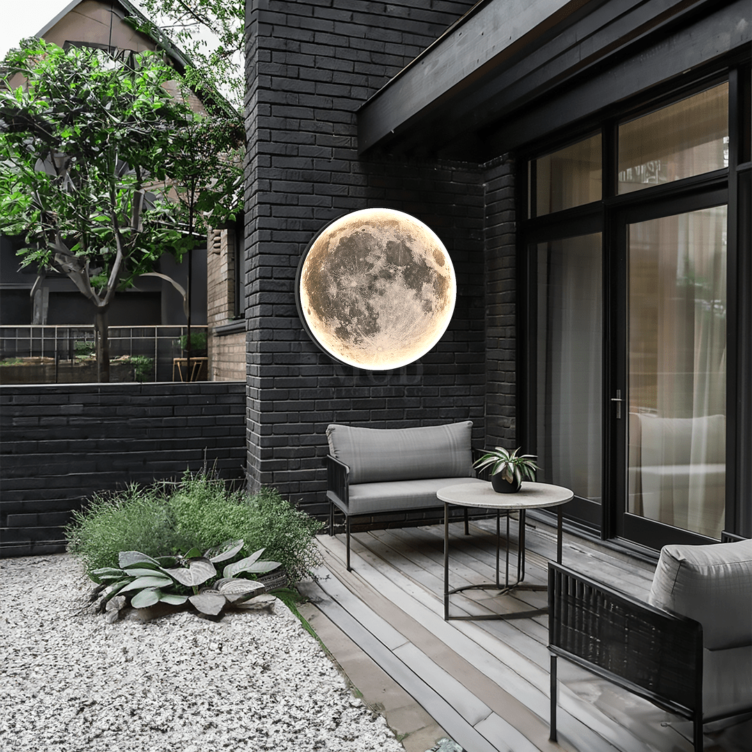 Outdoor Wall Lamp – LumaGlow – Moon-Inspired Aesthetic – Weather Resistant