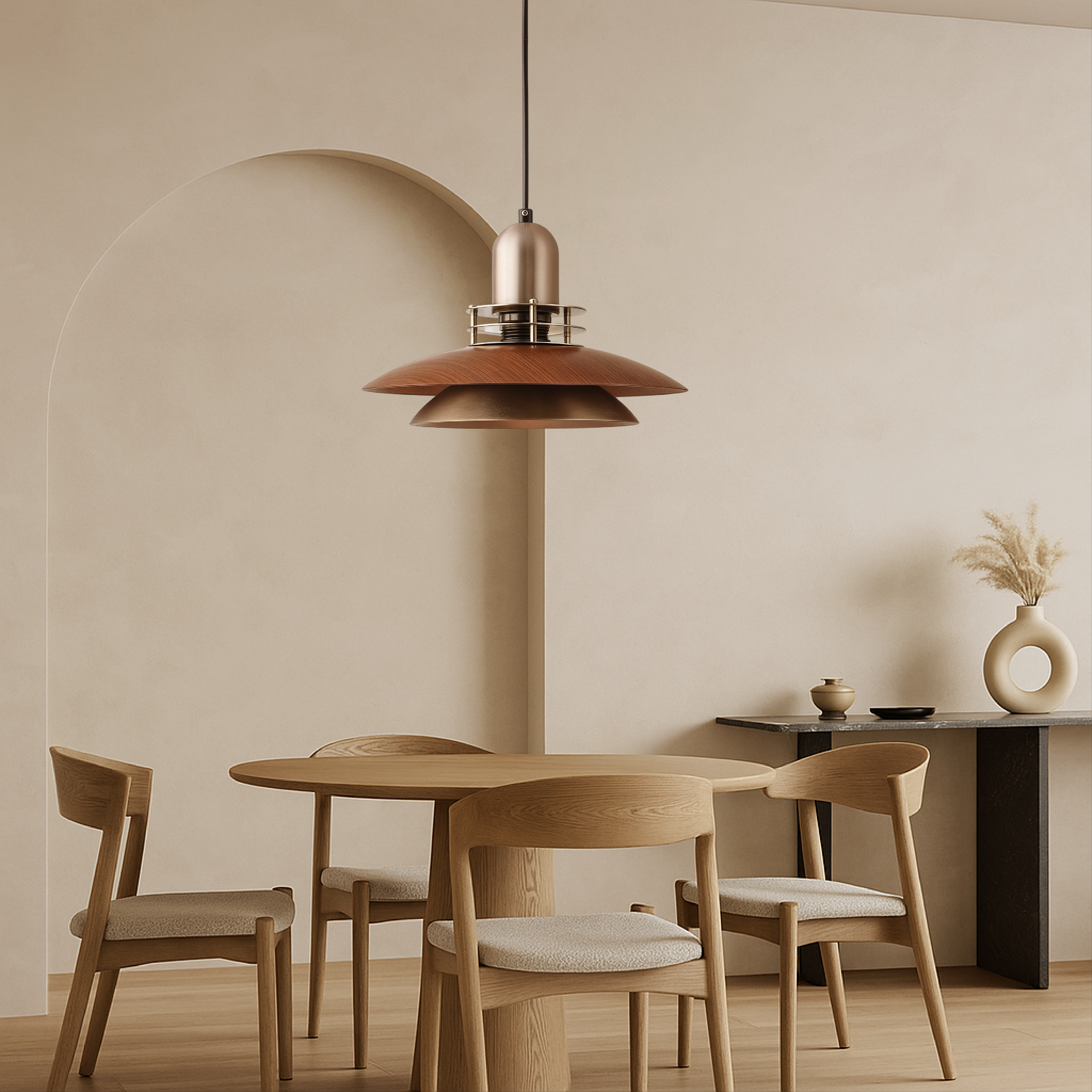 Pendant Lamp - LumaWood - Layered Walnut - Warm Ambient Lighting
