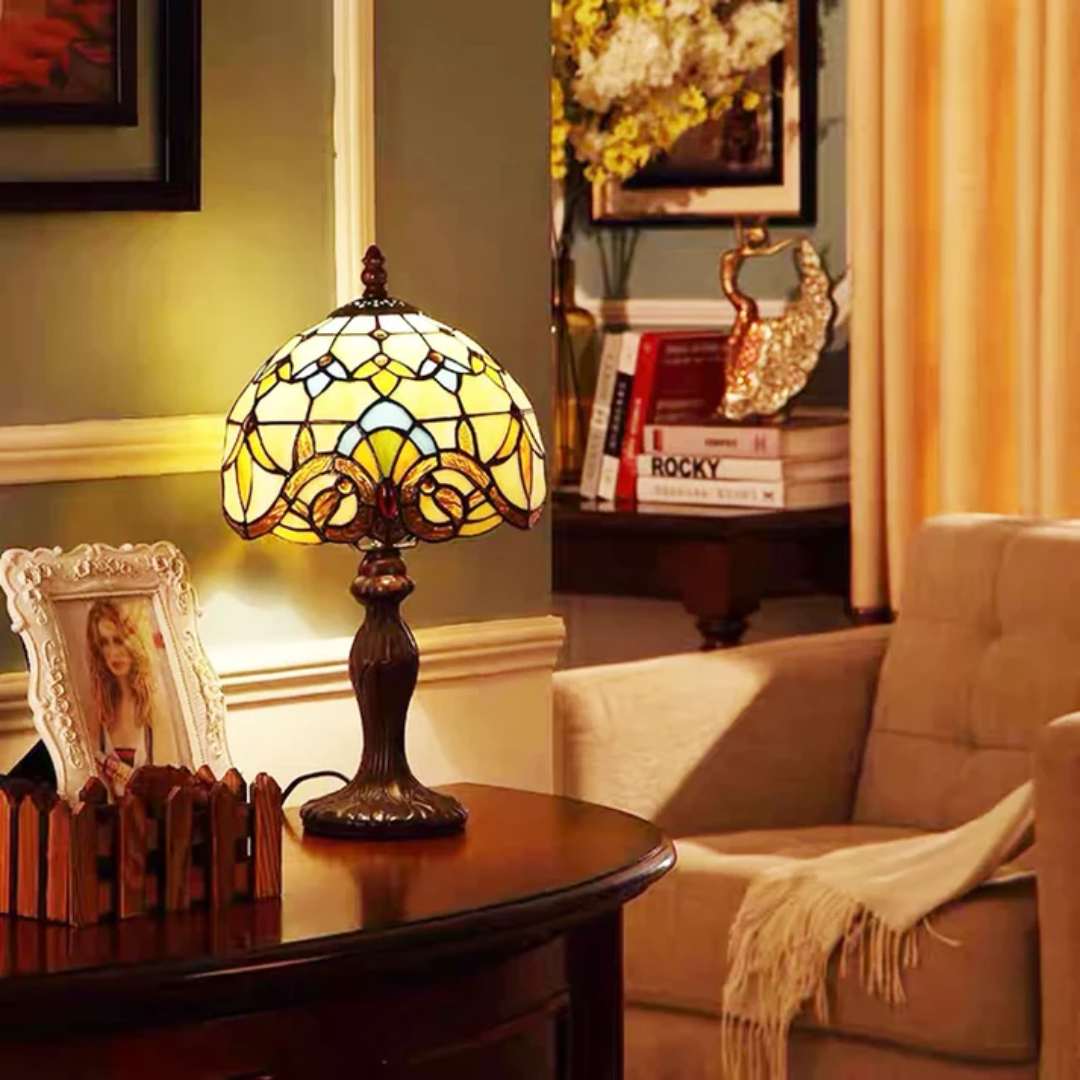Tiffany Table Lamp - VitraGlow - Stained Glass Shade - LED Compatible