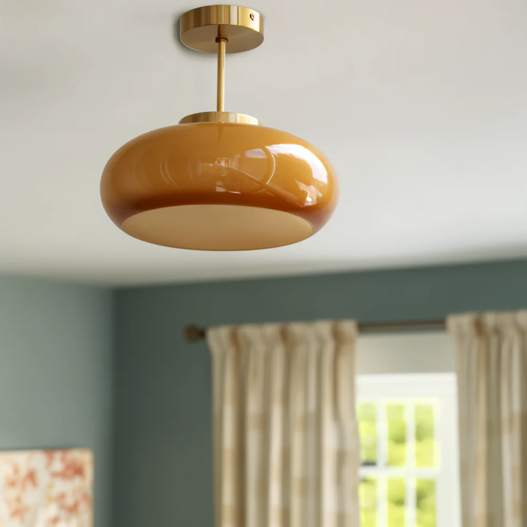 Vintage Ceiling Lamp - Solivra - Retro Yellow Finish - LED-Compatible Fixture